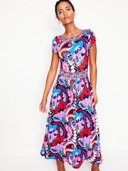 Boden Blue Melanie Jersey Paisley Midi Dress - Image 2 of 5