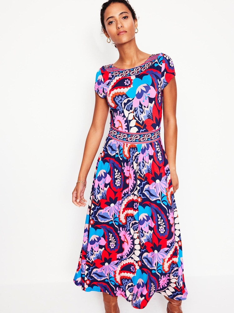Boden Blue Melanie Jersey Paisley Midi Dress - Image 2 of 5