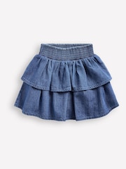 Boden Blue Tiered Woven 100% Cotton Skirt - Image 1 of 3