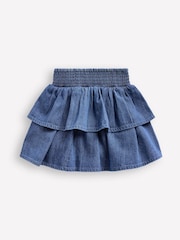 Boden Blue Tiered Woven 100% Cotton Skirt - Image 2 of 3