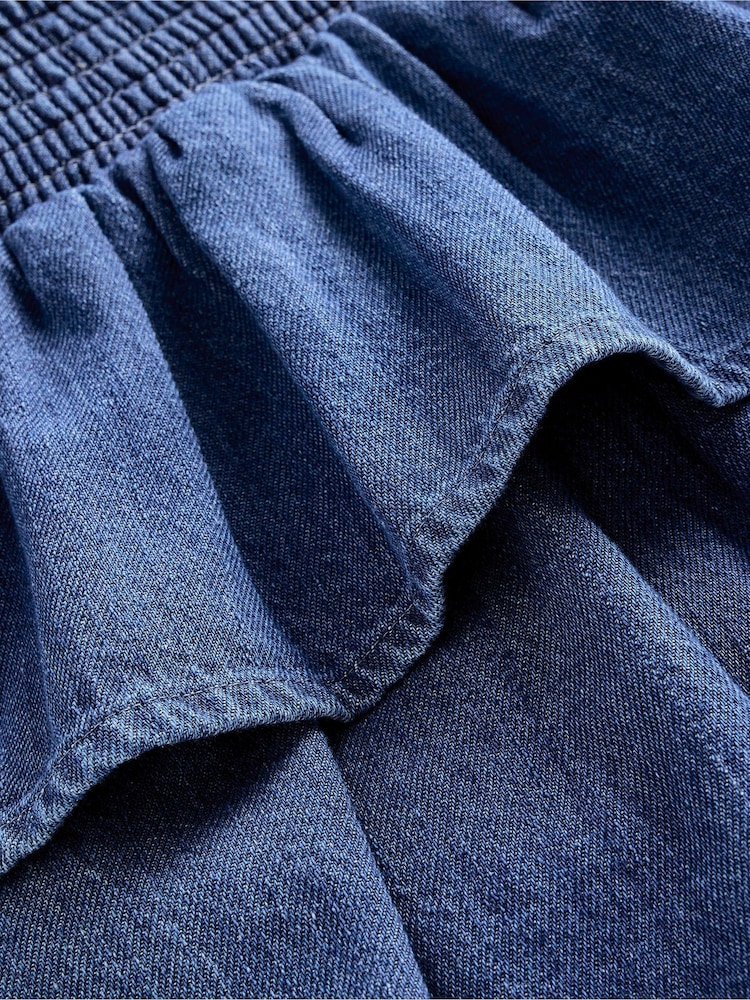 Boden Blue Tiered Woven 100% Cotton Skirt - Image 3 of 3