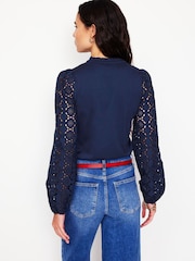 Boden Blue Eden Broderie Blouse - Image 2 of 5