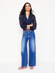 Boden Blue Eden Broderie Blouse - Image 3 of 5