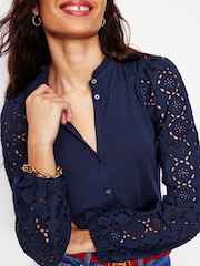 Boden Blue Eden Broderie Blouse - Image 4 of 5