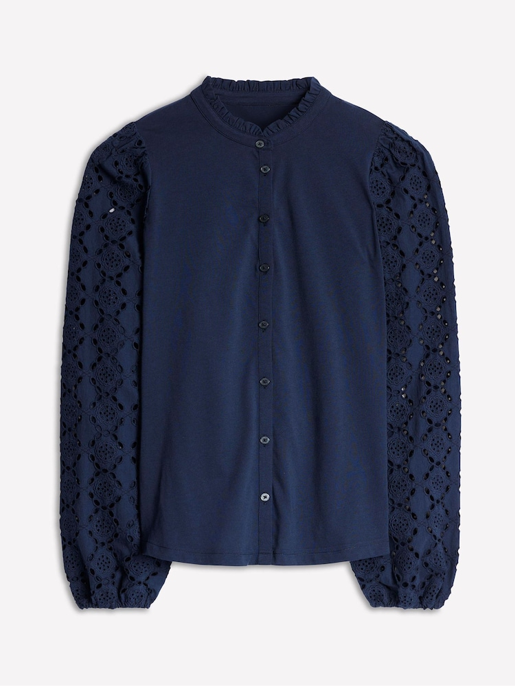 Boden Blue Eden Broderie Blouse - Image 5 of 5