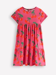 Boden Pink Twirly Cherries 100% Cotton Jersey Dress - Image 1 of 3