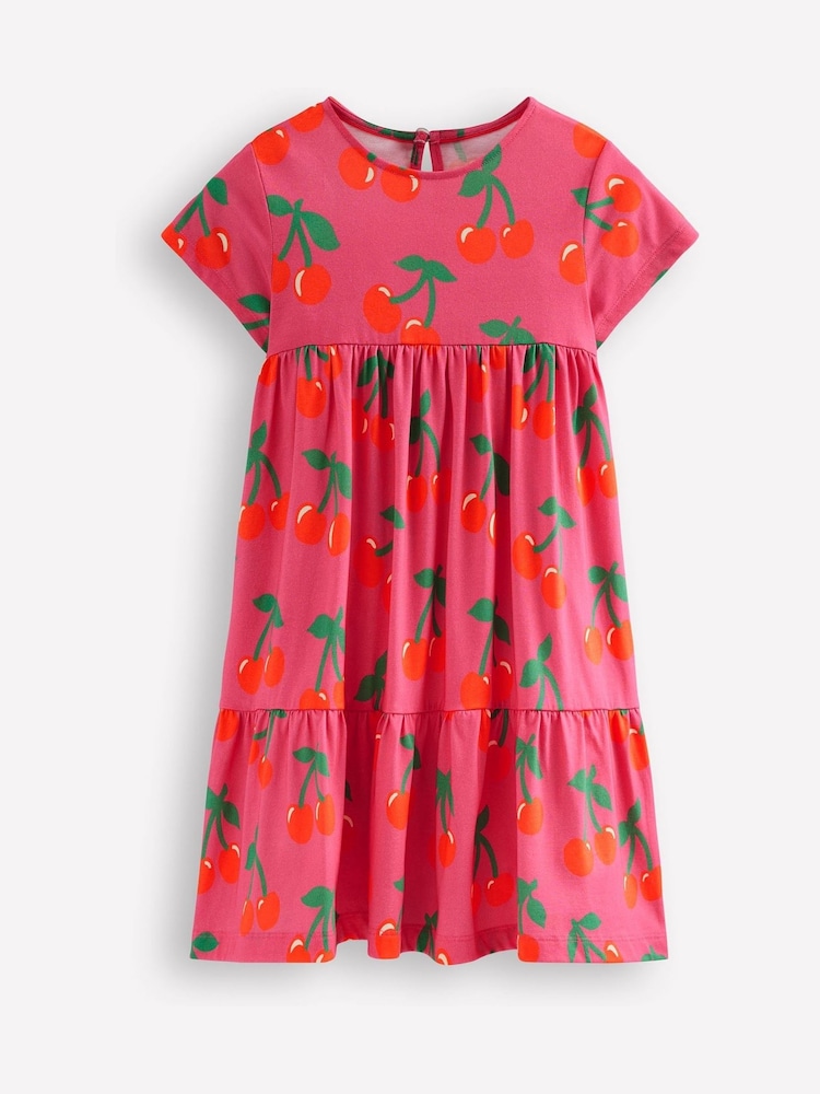 Boden Pink Twirly Cherries 100% Cotton Jersey Dress - Image 1 of 3
