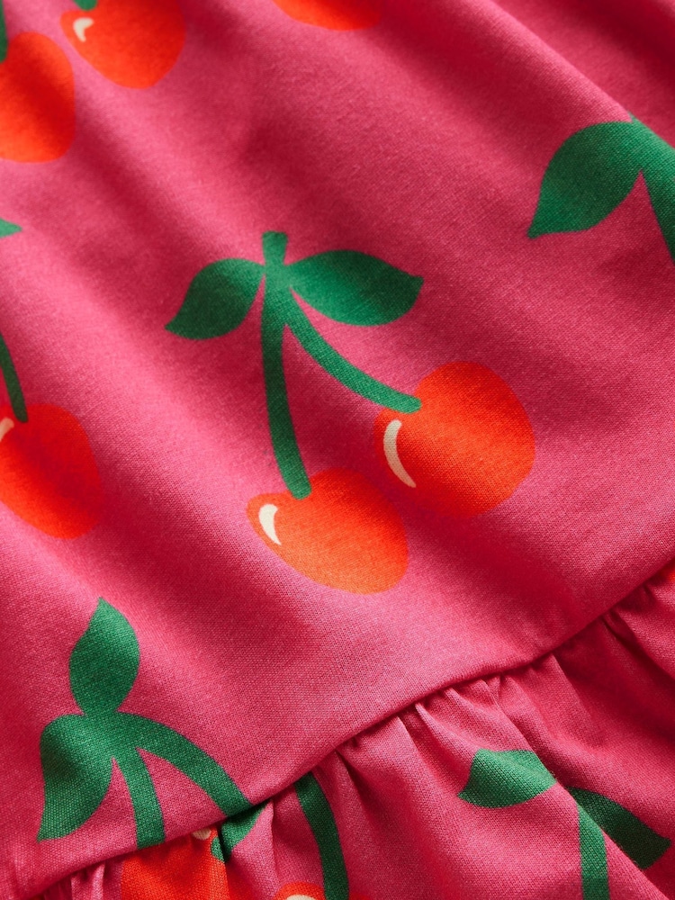 Boden Pink Twirly Cherries 100% Cotton Jersey Dress - Image 3 of 3