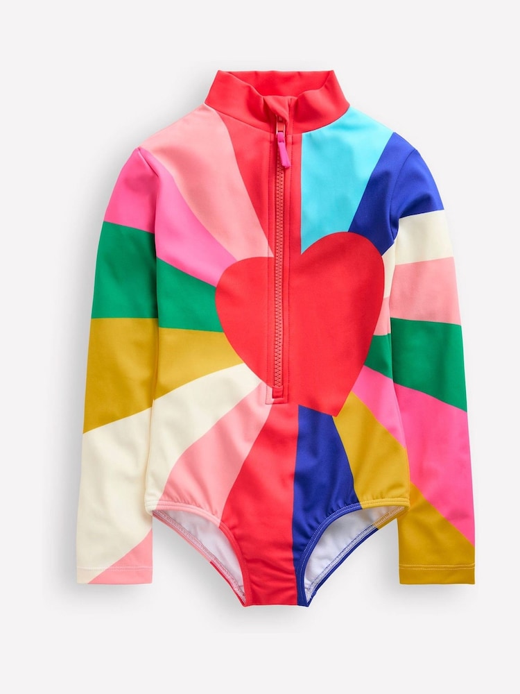 Boden Red Heart Rainbow Long-Sleeved Swimsuit - Image 1 of 3