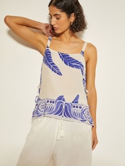 Monsoon White Dinah Leaf Print Cami Top - Image 2 of 4