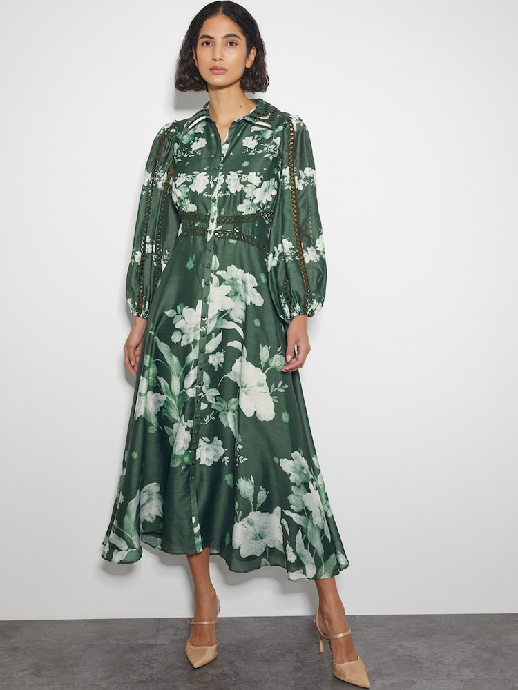 Monsoon Amari Floral Imprimeu Midi Rochie tip cămașă - Image 1 of 5