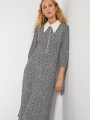 Monsoon Black Arielle Floral Print Jersey Midi Dress - Image 2 of 5