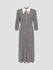 Monsoon Black Arielle Floral Print Jersey Midi Dress - Image 5 of 5