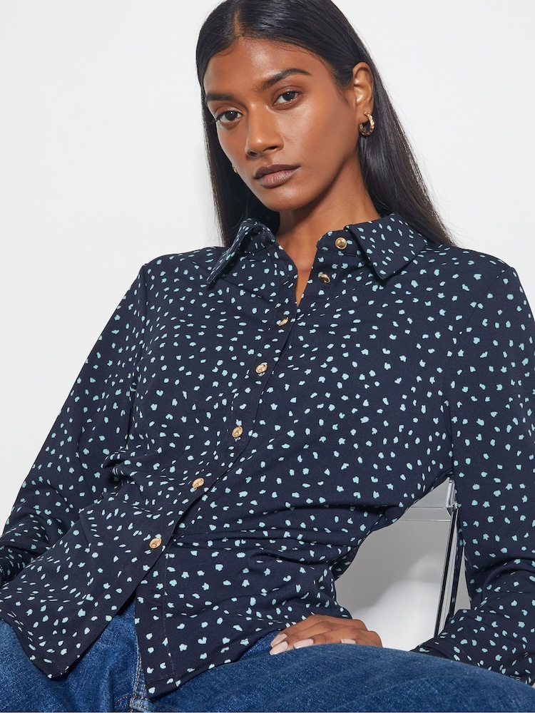 Monsoon Blue Novie Spot Print Jersey Shirt - Image 1 of 3