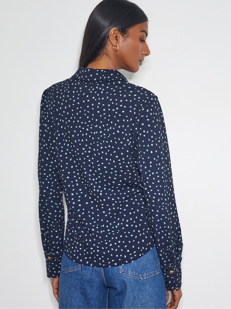 Monsoon Blue Novie Spot Print Jersey Shirt - Image 3 of 3