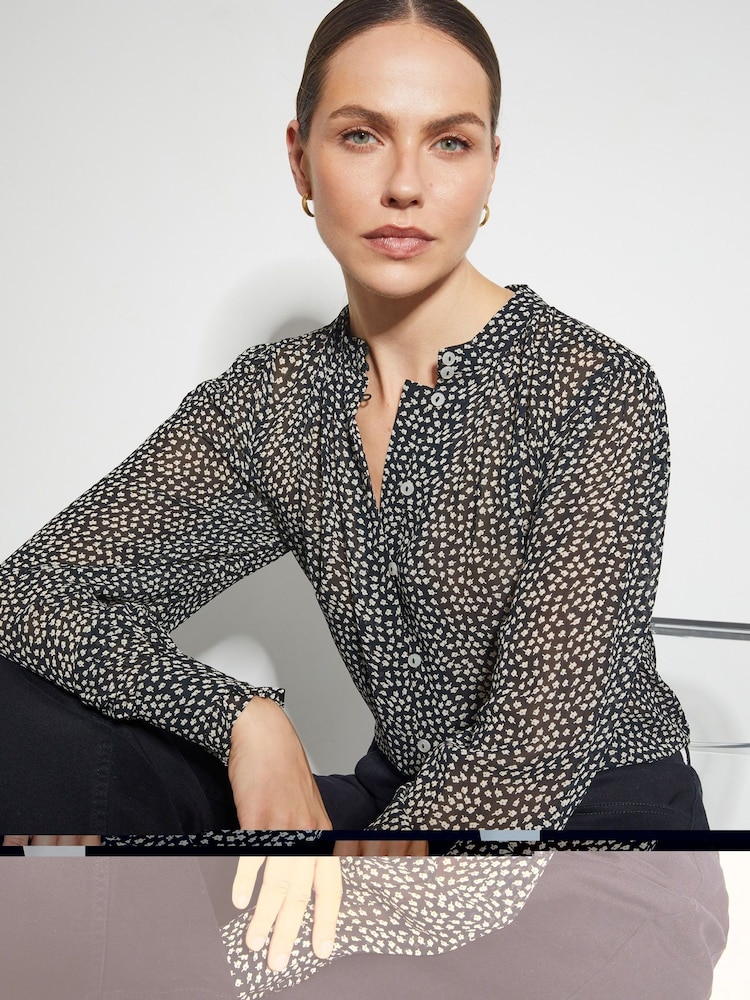Monsoon Black Arielle Sheer Ditsy Floral Print Blouse - Image 1 of 4