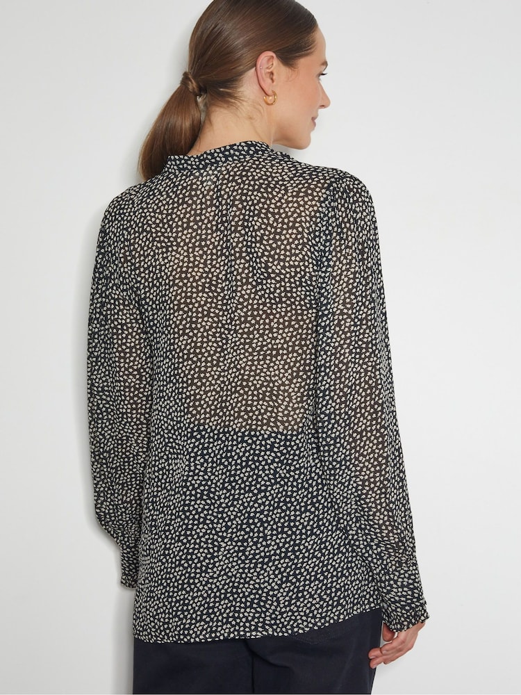 Monsoon Black Arielle Sheer Ditsy Floral Print Blouse - Image 2 of 4