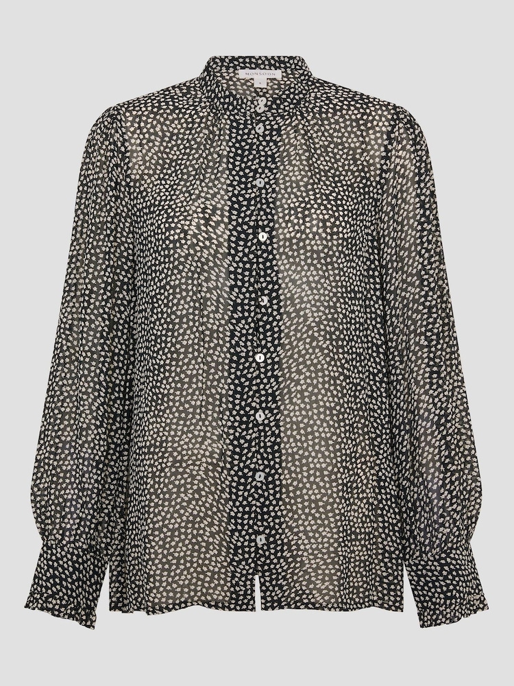 Monsoon Black Arielle Sheer Ditsy Floral Print Blouse - Image 4 of 4
