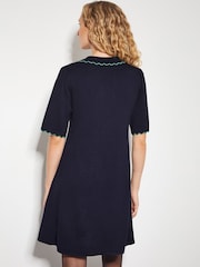 Monsoon Blue Cole Scallop Collar Knit Mini Dress - Image 2 of 4