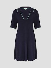 Monsoon Blue Cole Scallop Collar Knit Mini Dress - Image 4 of 4