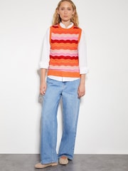 Monsoon Pink Sasha Scallop Stripe Sweater Vest - Image 2 of 5