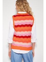 Monsoon Pink Sasha Scallop Stripe Sweater Vest - Image 3 of 5
