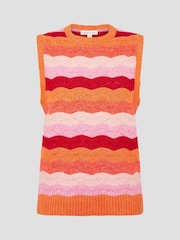 Monsoon Pink Sasha Scallop Stripe Sweater Vest - Image 5 of 5