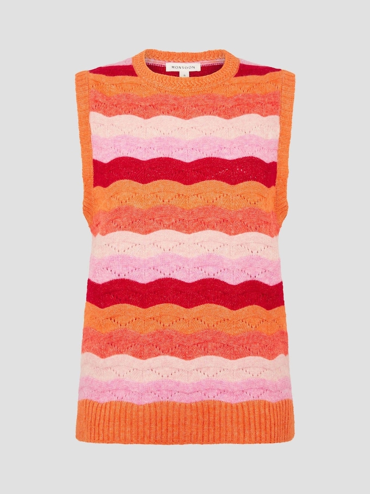 Monsoon Pink Sasha Scallop Stripe Sweater Vest - Image 5 of 5