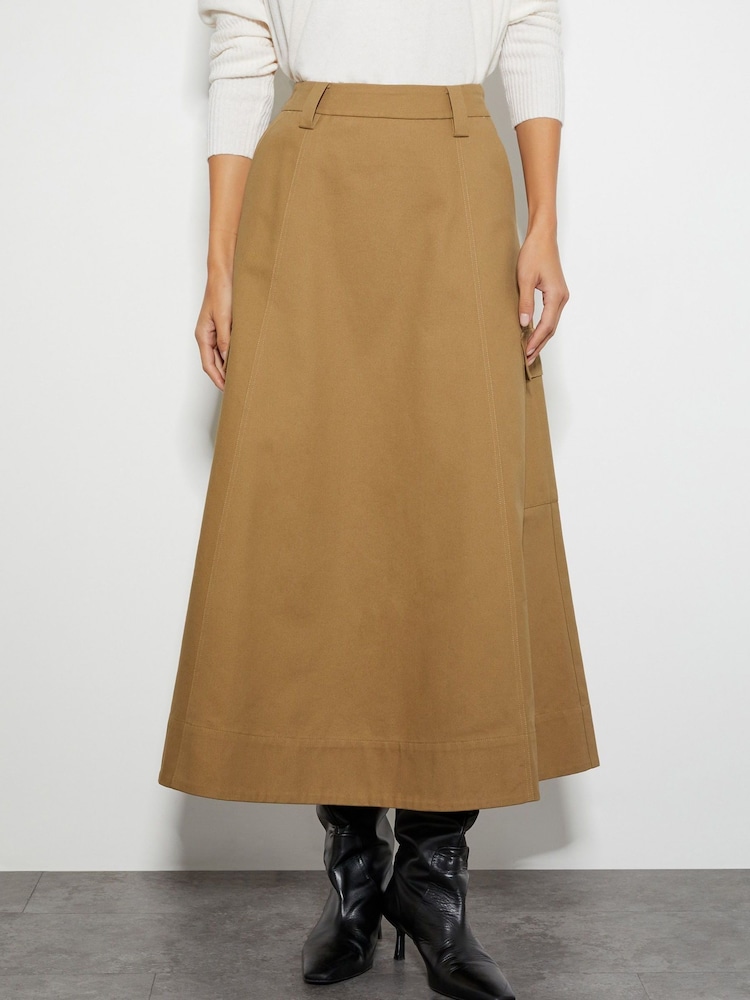 Monsoon Natural Hanna Cargo 100% Cotton Maxi Skirt - Image 3 of 4