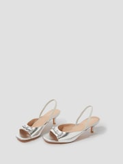 Monsoon Silver Frida Metallic Slingback Kitten Heels - Image 1 of 2