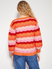 Monsoon Pink Sasha Scallop Stripe Jumper - Image 3 of 5