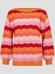 Monsoon Pink Sasha Scallop Stripe Jumper - Image 5 of 5