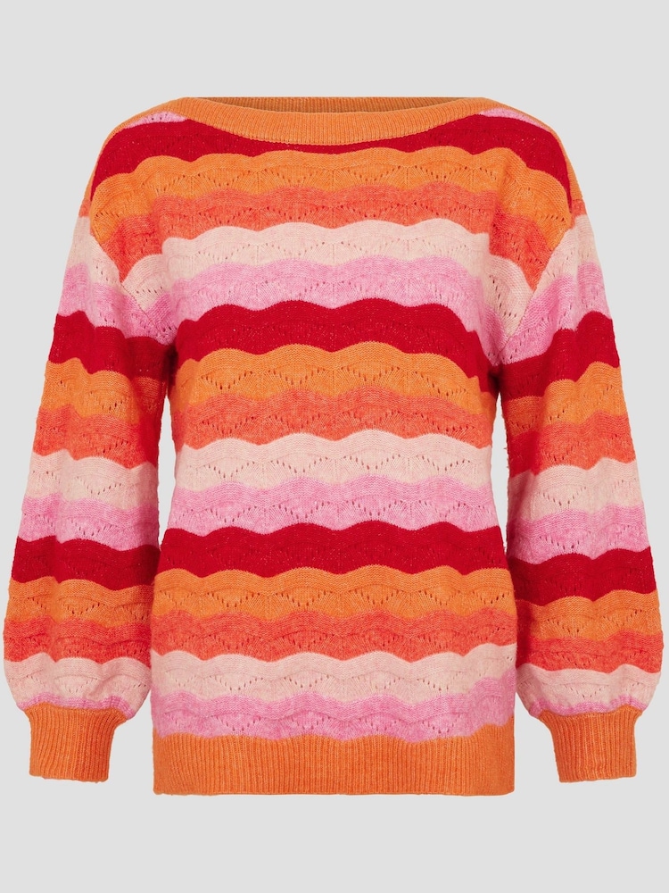 Monsoon Pink Sasha Scallop Stripe Jumper - Image 5 of 5 Monsoon Pink Sasha Scallop Stripe Jumper - Image 5 of 5