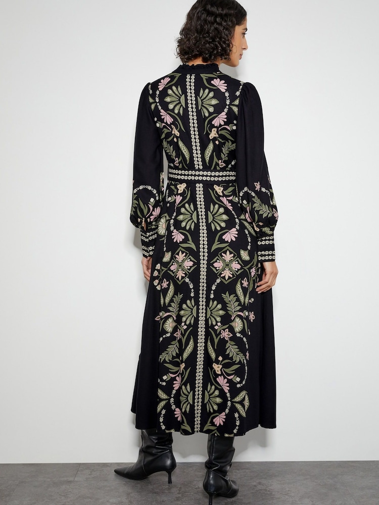 Monsoon Black Sabrina Floral Print Maxi Dress - Image 2 of 3