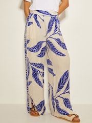Monsoon White Dinah Leaf Print Trousers - Image 1 of 4