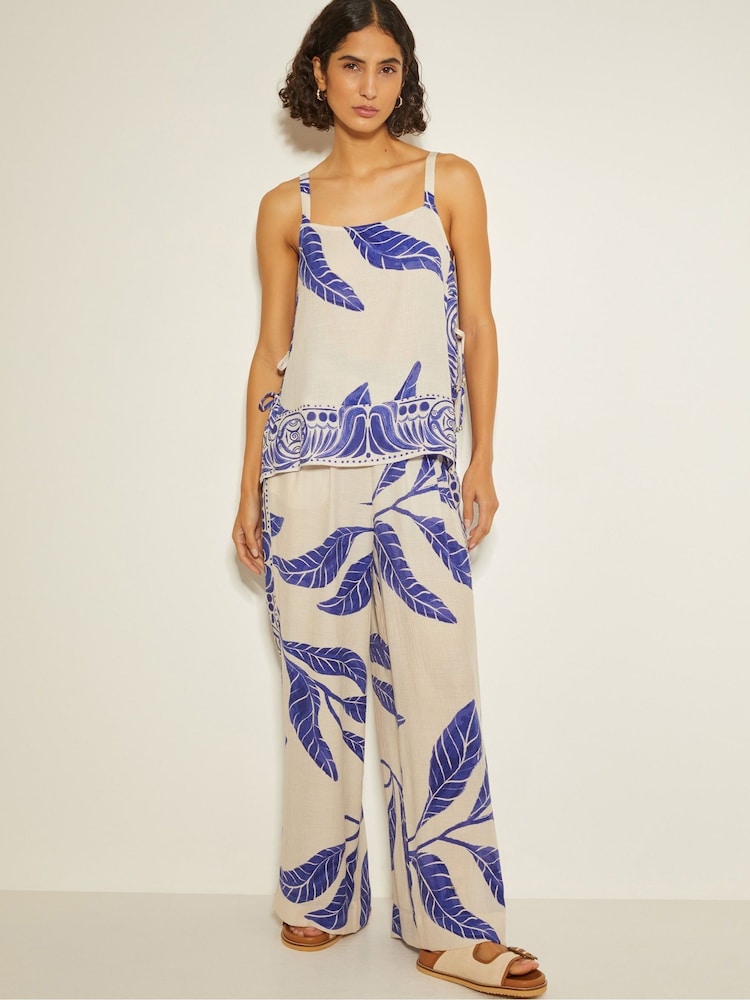Monsoon White Dinah Leaf Print Trousers - Image 4 of 4