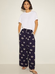 Monsoon Blue Briana Print Wide Leg Trousers - Image 1 of 3