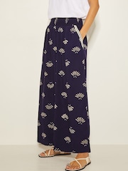 Monsoon Blue Briana Print Wide Leg Trousers - Image 2 of 3
