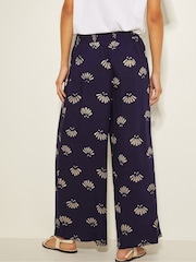 Monsoon Blue Briana Print Wide Leg Trousers - Image 3 of 3