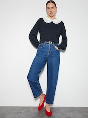 Monsoon Black Cleo Pointelle Collar Jumper - Image 2 of 3