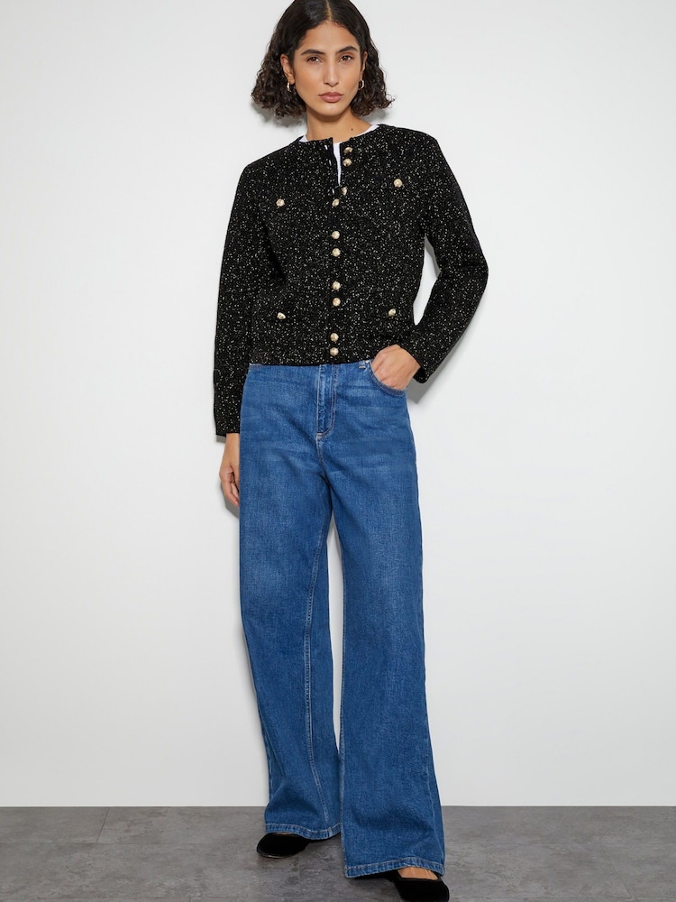 Monsoon Black Saskia Smart Glitter Cardigan - Image 2 of 3