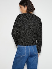 Monsoon Black Saskia Smart Glitter Cardigan - Image 3 of 3