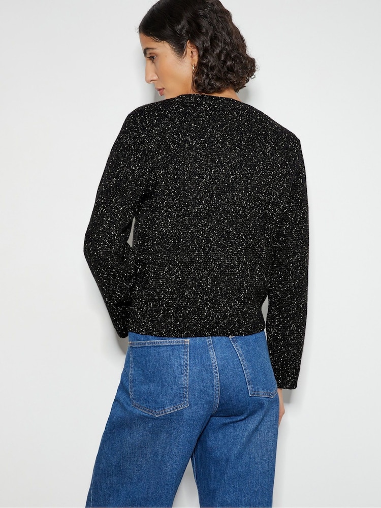 Monsoon Black Saskia Smart Glitter Cardigan - Image 3 of 3
