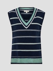 Monsoon Blue Shauna Stripe V-Neck Sweater Vest - Image 4 of 4
