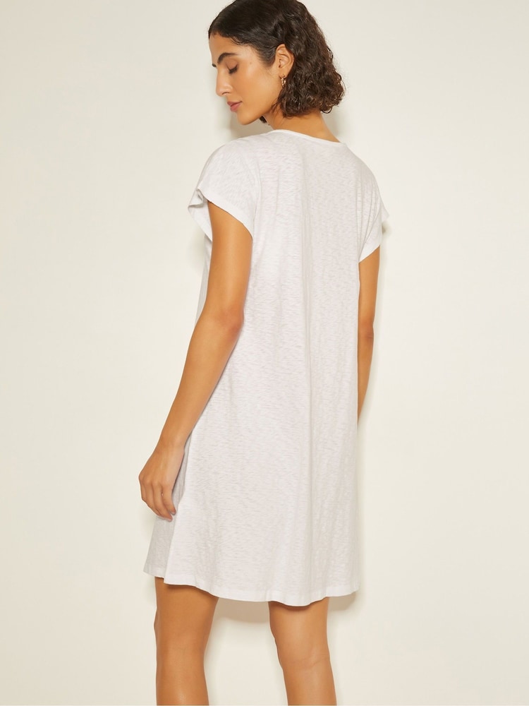 Monsoon White Mini Jodie Tassel Beach 100% Cotton Tunic Dress - Image 2 of 3