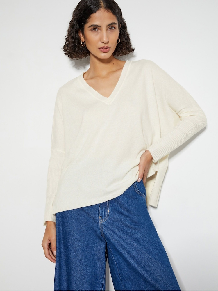 Monsoon Natural Vicki V-Neck Jumper - Image 1 of 4