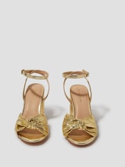 Monsoon Gold Metallic Twist Front Heeled Sandals - Image 1 of 2