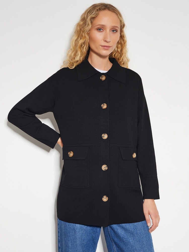 Monsoon Black Nina Knit Utility Jacket - Image 1 of 4