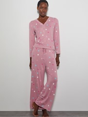 Monsoon Pink Sabrina Spot Long Pyjamas Set - Image 1 of 4