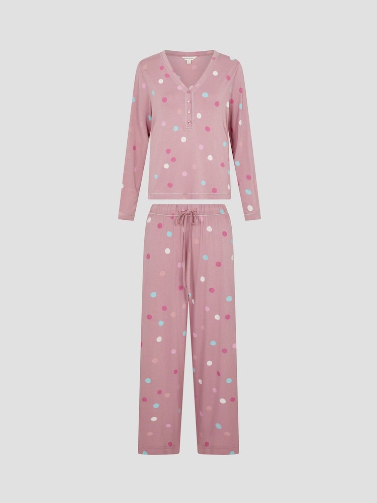 Monsoon Pink Sabrina Spot Long Pyjamas Set - Image 4 of 4